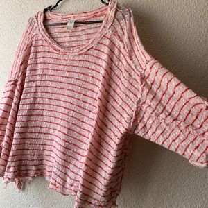 Free People We the Free Red White Shaggy Top